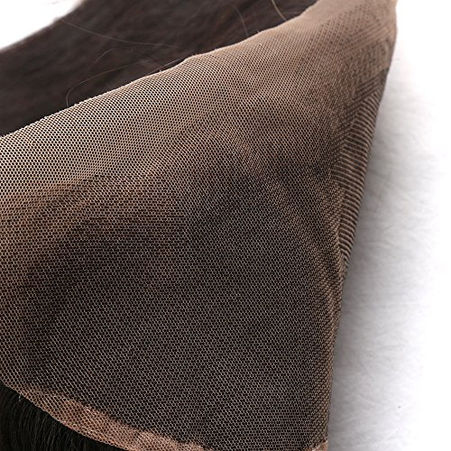 Greatremy Brazilian Virgin Human Lace Frontal Closure with Free Part Baby Hair Ear To Ear Straight 13"x4" Density Natural Color 10inch