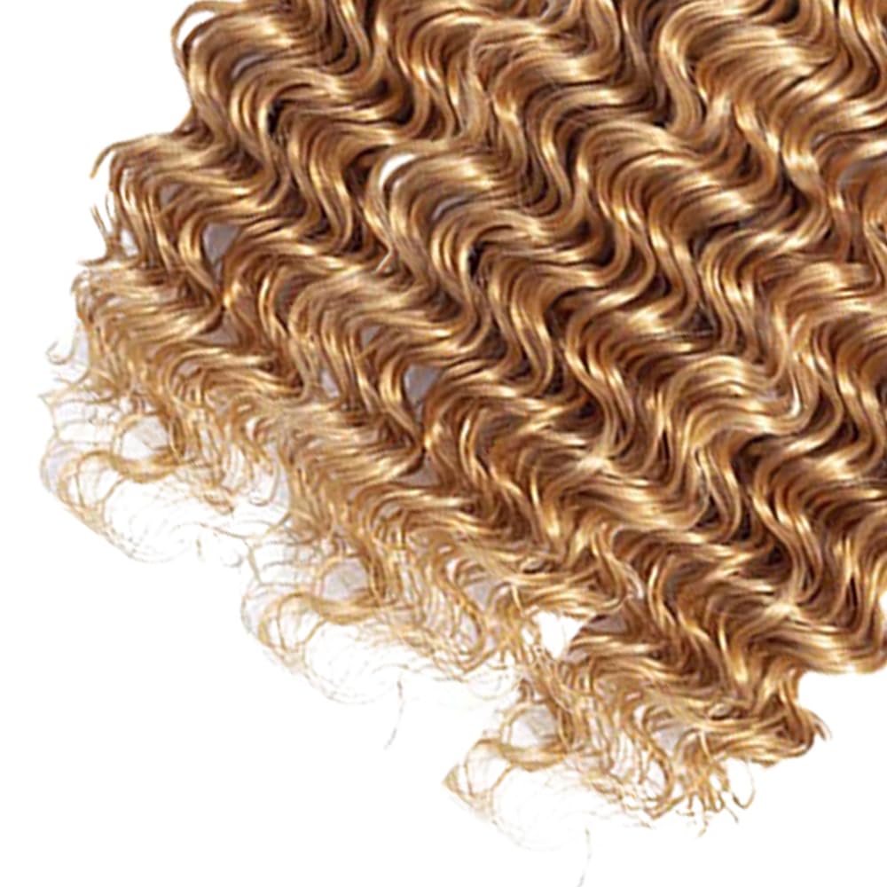 26 28 30 Inch Blonde Deep Wave Bundles Ombre Human Hair Bundles 2 Tone Black and Honey Blonde Bundle Peruvian Grade 8A Virgin Hair Extensions 1B/27 Deep Wave Hair Weave