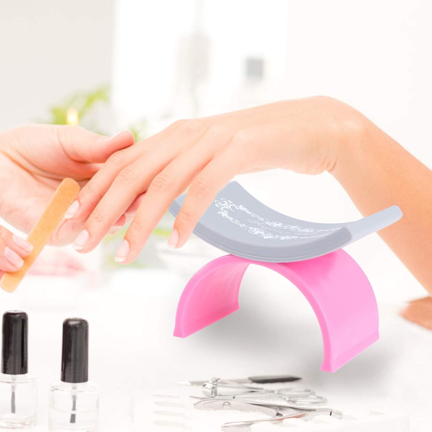 Beaupretty Nail Arm Rest,Manicure Hand Pillow U Shape Cushion Pillow Professional Nail Rest Cushion Table Desk Station Manicure Tool,Pink