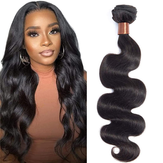 ANGIE QUEEN Brazilian Virgin Hair Human Hair Body Wave One Bundle 100% Unprocessed Human Hair Weave Extention Nature Black Color (16)