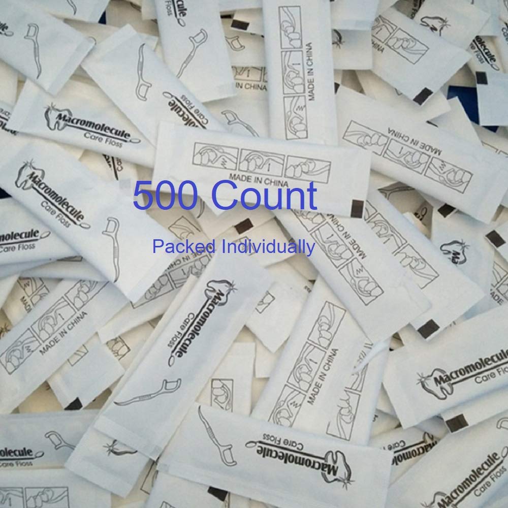 Ai-Fun Each Individually Wrapped Teeth Cleaning Macromolecule Care Floss Travel Hotel Restaurant Dental Floss (500)