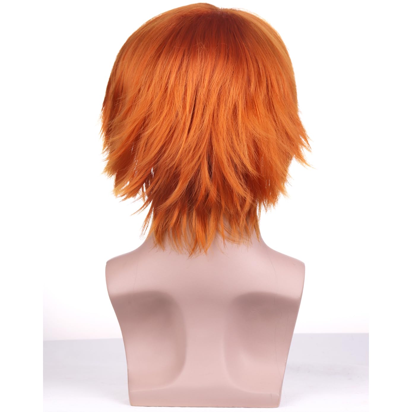 BERON Orange Short Wigs Straight Anime Cosplay Hair Wig 12" Ginger Bob Party Halloween Costume Dress Up Wig Cap Included