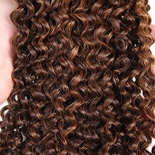 Honey Blonde Bundles P4/30 Kinky Curly Human Hair - 8A Grade Brazilian Unprocessed Virgin Hair, 3 Bundles - 10, 12, 14 Inch Light Brown Curly Remy Human Hair Extensions