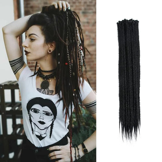 20 Inch Thin 0.6cm Dreadlock Extensions Soft Handmade Synthetic Dreads SE Black Braids Dreads Locs Extension 20 Strands/Pack
