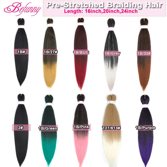 8 Packs Braiding Hair Pre Stretched 24inch Prestretched Crochet Hair Two Tone Black/Purple Pre stretched Synthetic Hair For Human 3X Braids Yaki Straight, Itch Free For Women(24”,Tpurple)