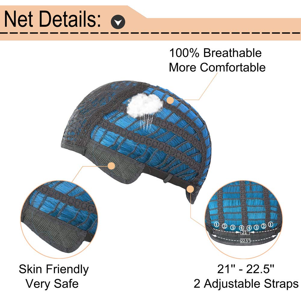 Mildiso Blue Wigs for Women 26" Long Blue Wig with Bangs Curly Wavy Natural Cute Soft Wig with Wig Net M062B