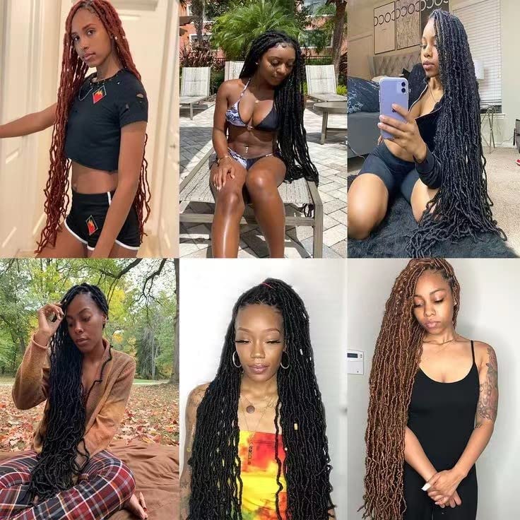 Datuoda 6 Packs 36 Inch Soft Locs Fox Locks Crochet Hair for Black Women Curly Wavy Loc Hair Faux Locs Crochet Braids (36 Inch (Pack of 6), BUG#)