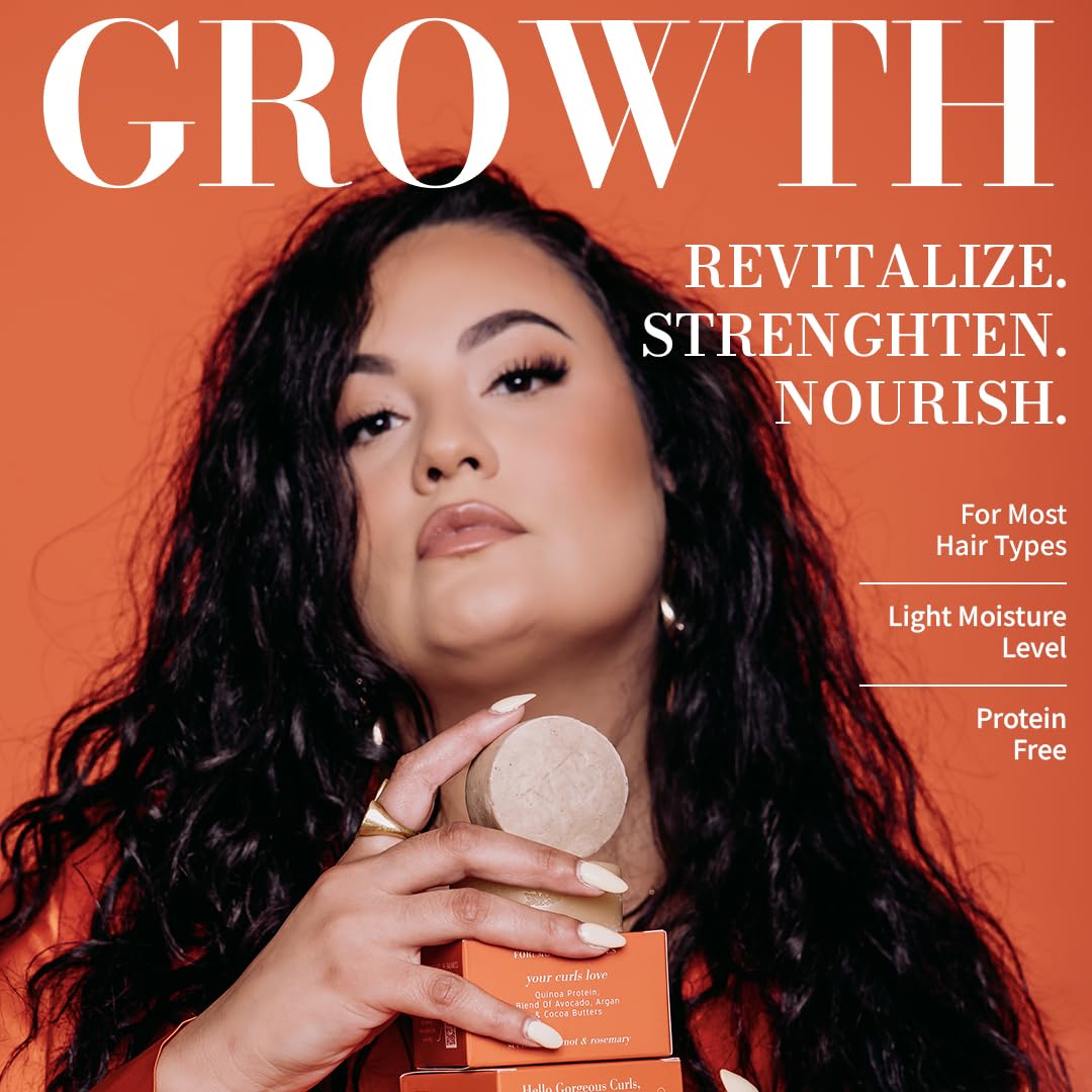 Vida Bars Growth Conditioner Bar for Curly and Thinning Hair | All Natural, Moisturizing, Vegan, Handmade in the USA (Bergamot & Rosemary Scent for Curly Hair)