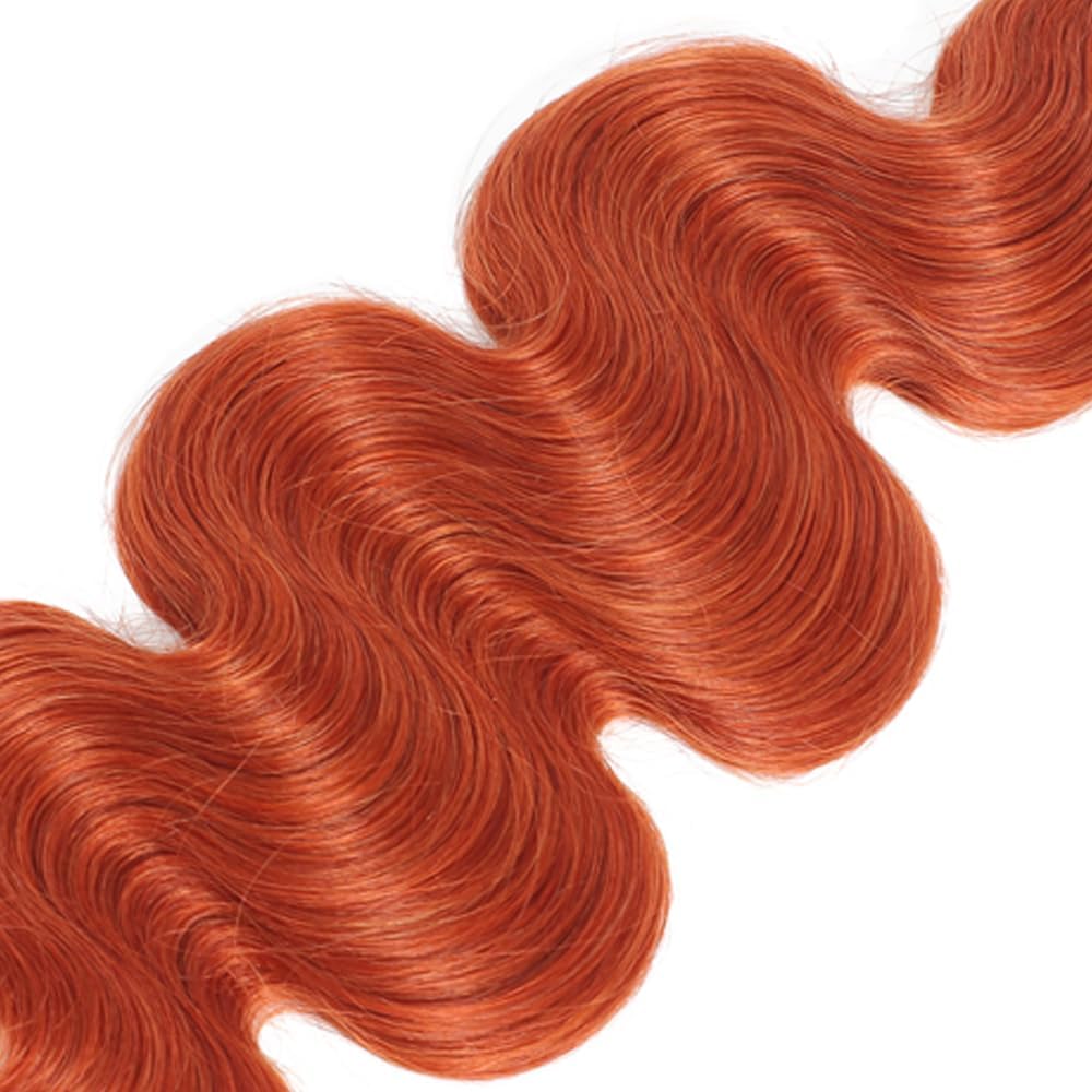 Ginger Orange Human Hair Bundles Color 350 Body Wave Hair Extenisons 16 16 16 Inch Grade 8A Brazilian Virgin Remy 3 Bundles Double Weft Soft Real Hair Weave