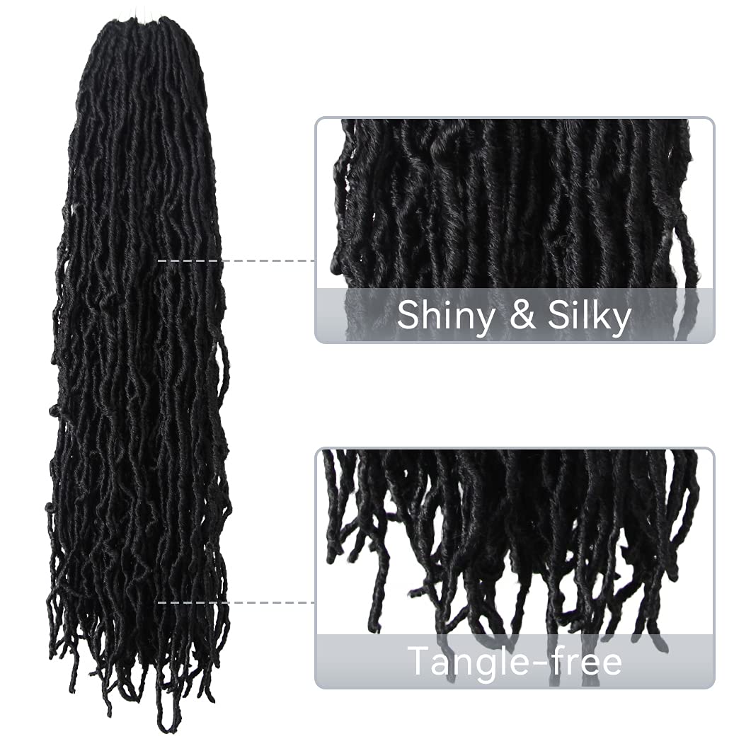 Niseyo Faux Locs Crochet Hair 30 Inch Soft Locs, 6 Packs Long Crochet Locs Pre Looped Crotchet Straight Synthetic Hair Extensions (1B, Natural Black)