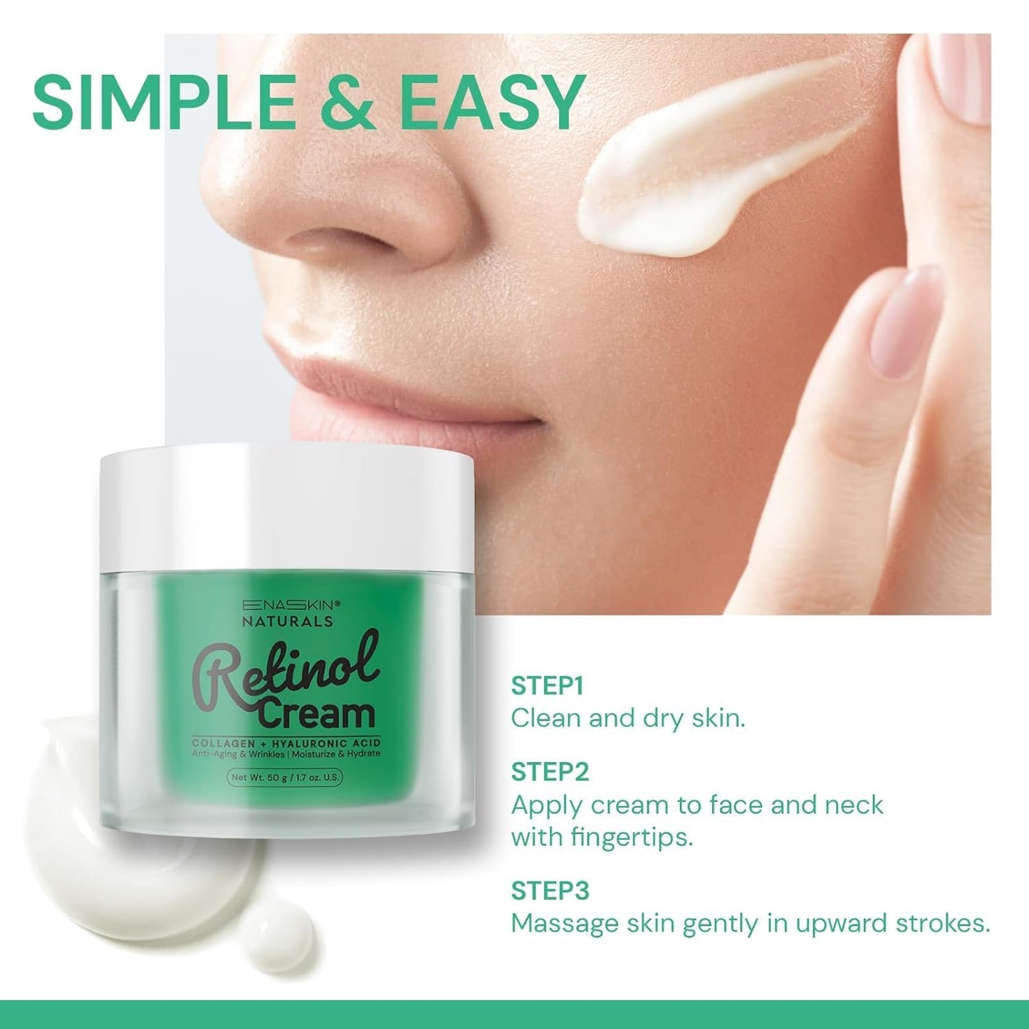 Retinol Moisturizer Face Cream Anti-Wrinkles: Anti Aging Collagen Day & Night Cream for Dry Skin - Daily Moisturizing Cream for Women & Men, Neck Wrinkles Reducer With Hyaluronic Acid and Niacinamide