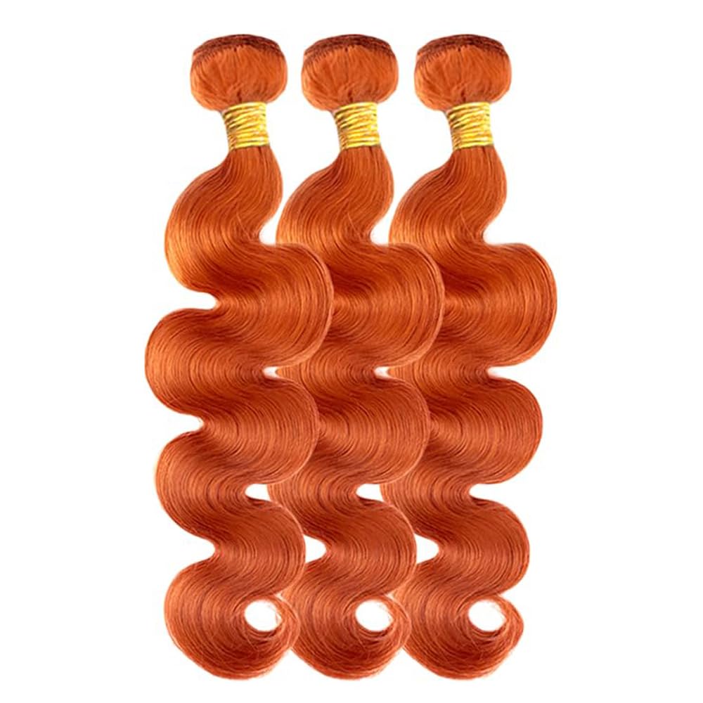 Ginger Orange Human Hair Bundles Color 350 Body Wave Hair Extenisons 16 16 16 Inch Grade 8A Brazilian Virgin Remy 3 Bundles Double Weft Soft Real Hair Weave