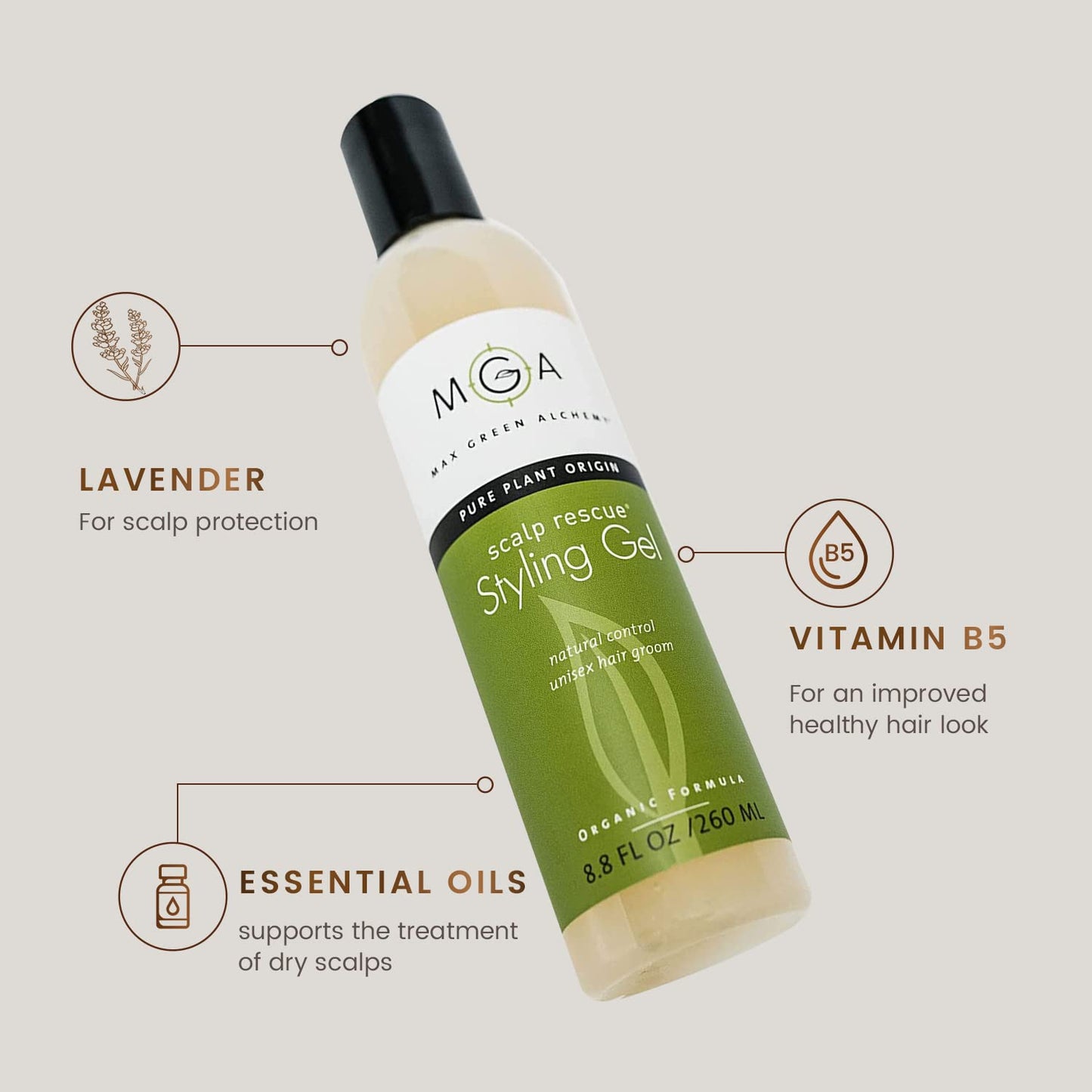 Scalp Rescue Styling Gel, Organic Unisex Formula Controls Frizz and Fly Away Hair, Curly Hair Community Favorite Gives Flexible Natural Hold, Fights Humidity, Alcohol Free & Water Based | 8.8 Fl Oz