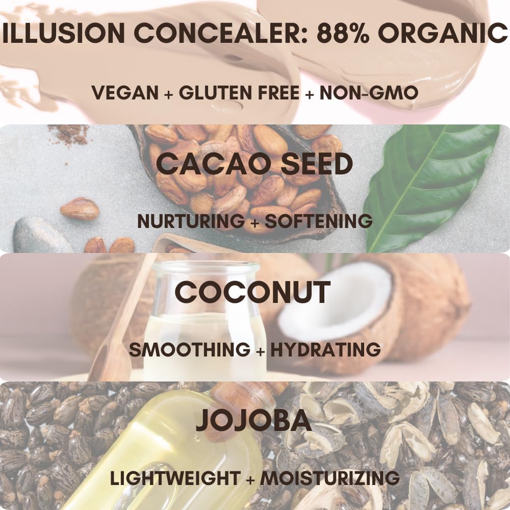 BaeBlu Organic Concealer, FULL Coverage Cover Up, 100% Natural, Made in USA, Coral Reef