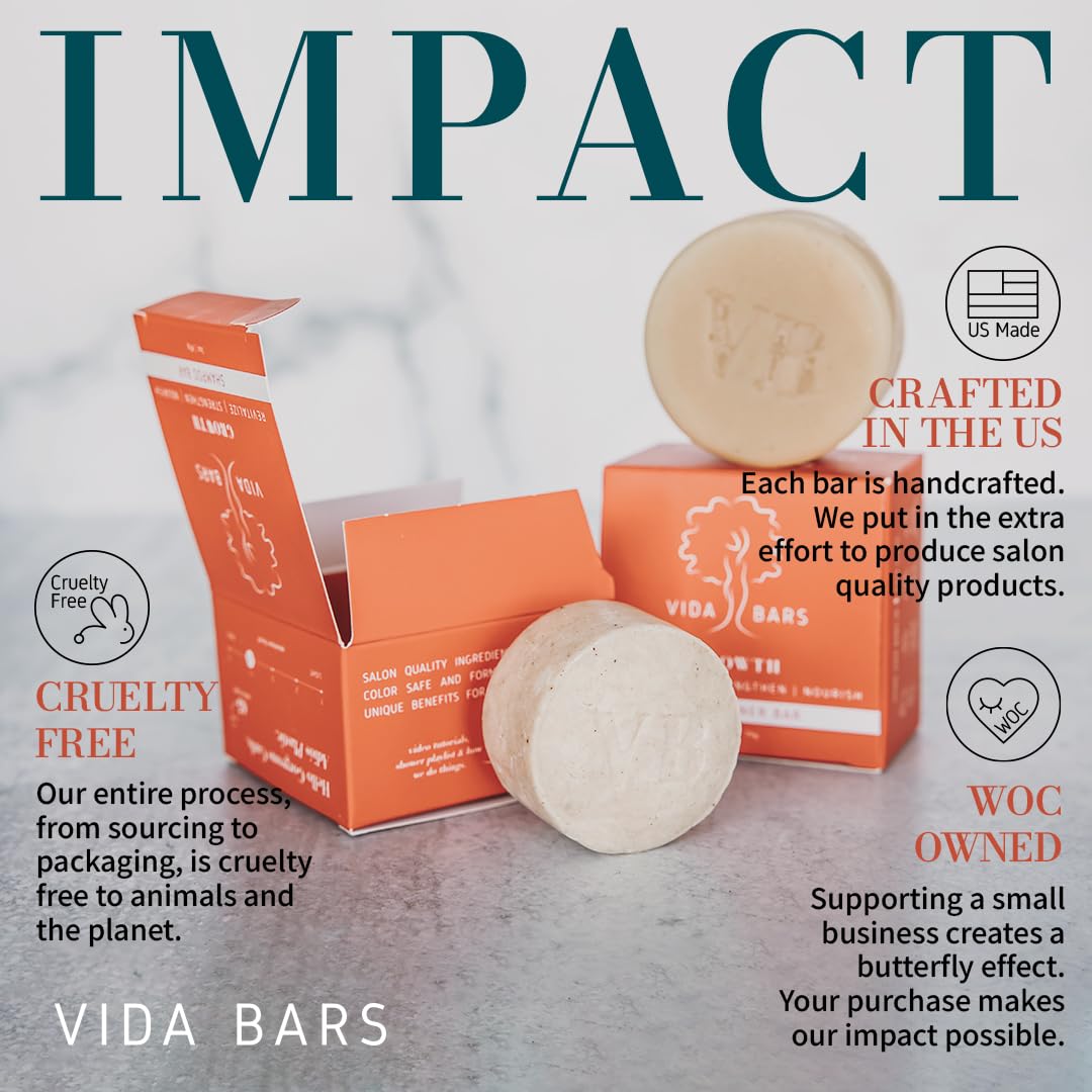Vida Bars Growth Conditioner Bar for Curly and Thinning Hair | All Natural, Moisturizing, Vegan, Handmade in the USA (Bergamot & Rosemary Scent for Curly Hair)