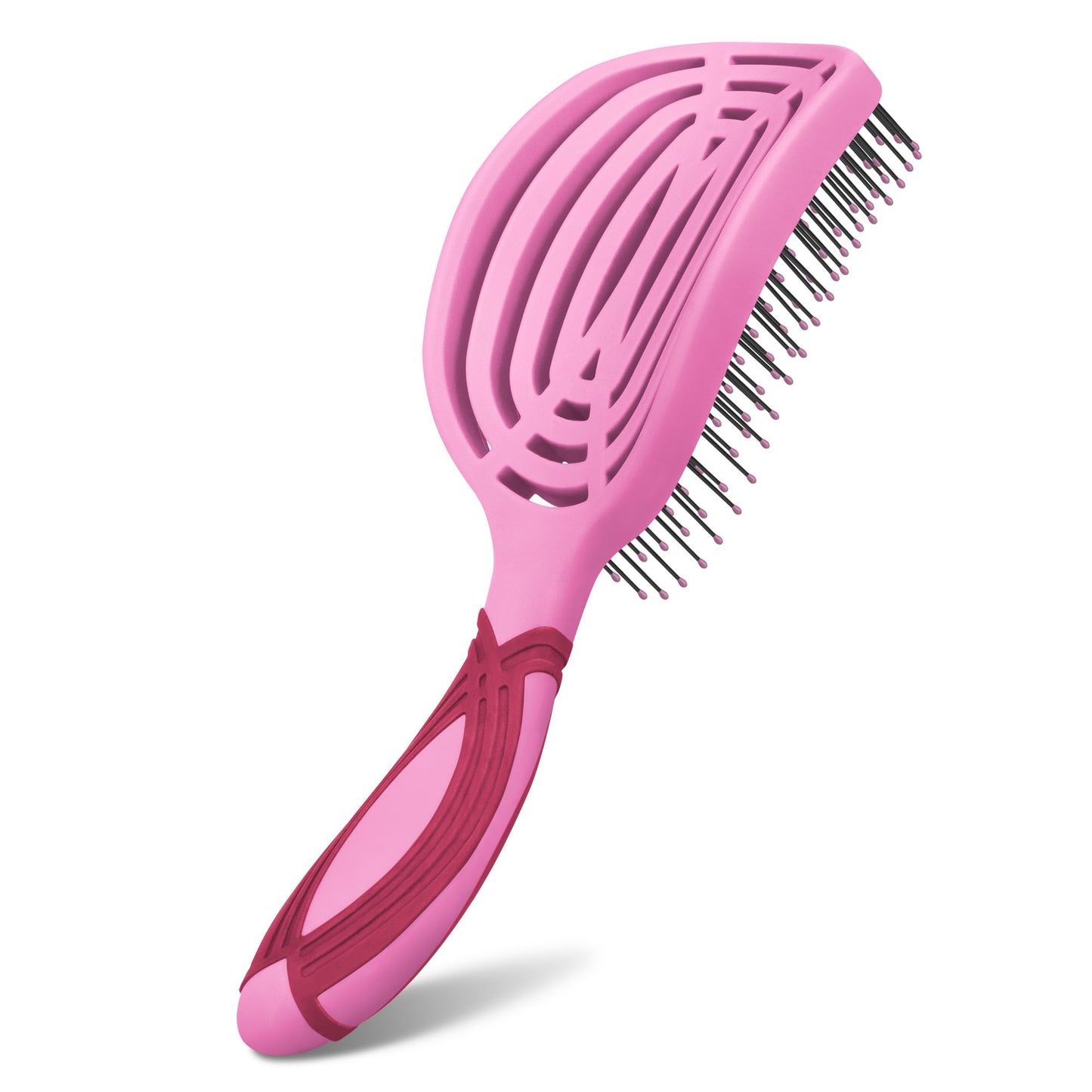 NuWay 4HAIR DoubleC PRO U.S. Patented Double Curved Detangling Brush is Hair Dryer Safe (Red Violet)
