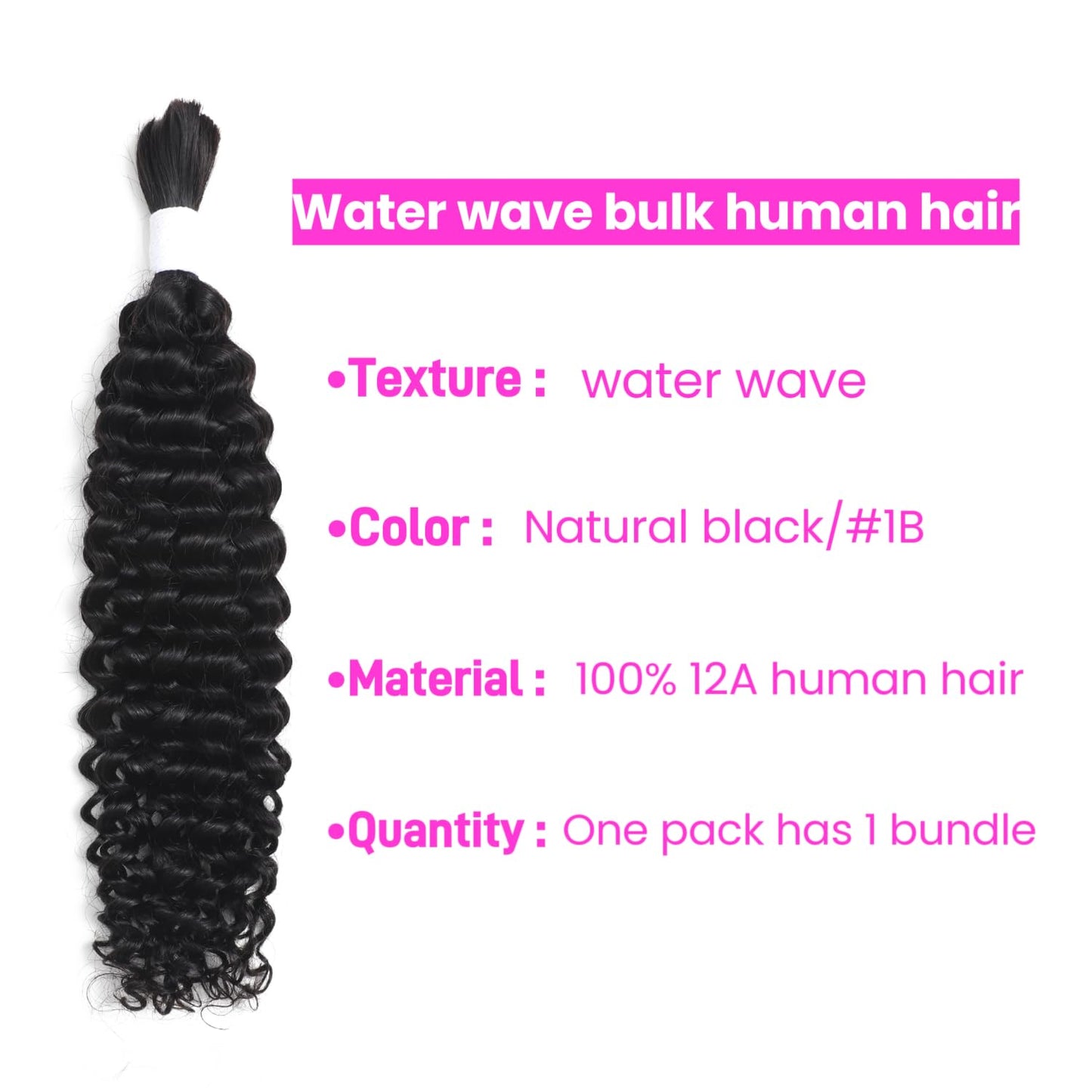 Human Braiding Hair for Boho Braids 1 Bundle 50g 18Inch Water Wave Human Hair Braiding Hair 12A Brazilian Virgin No Weft Hair Extensions for Bohemian Knotless Braids Bulk Human Hair for Braiding