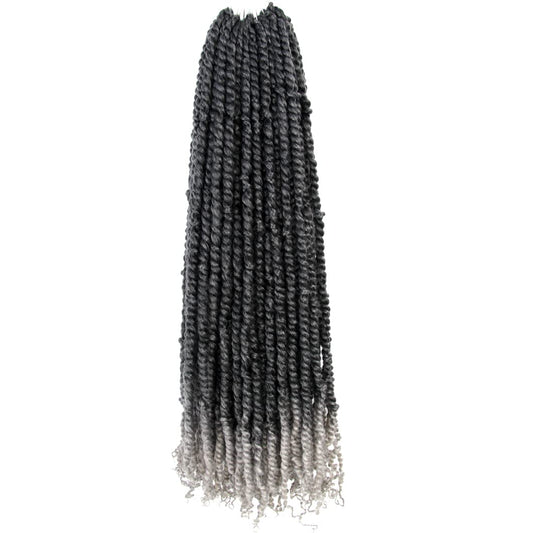 BOHOBABE Long Pre-Twisted Passion Twist Crochet Hair 36 Inch Pre-Looped Ombre Gray Braiding Hair 8 Packs Soft Bohemian Twists (T1B/Grey)