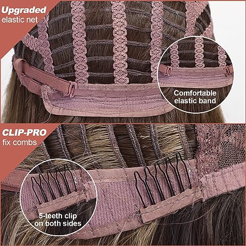 KOME Auburn Wigs with Bangs,Copper Red Long Wavy Wig for Women,Long Curly Synthetic Hair Wig for Party Daily Use 24IN