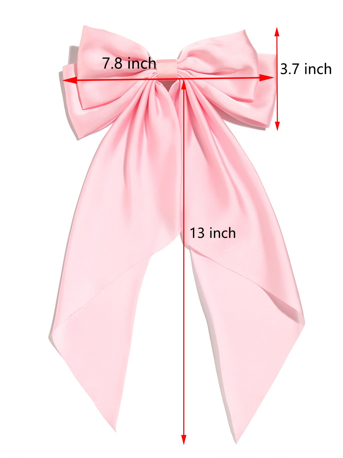 SUSULU Pink Hair Bows for Women, 2pcs Big Hair Bows Long-Tail Pink Ribbon Bows Hot Pink Hair Bows Accessories Hair Barrettes Party Birthday Gifts