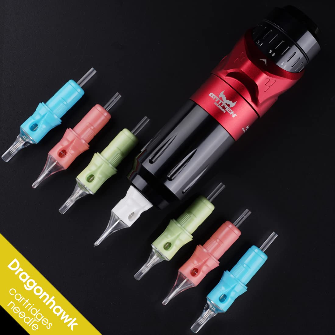 Dragonhawk Tattoo Needles Cartridges, 1005RLT Round Liner Tight Long Taper, 50 Count Needles Kit, Membrane Transparent for Pro Aritsts