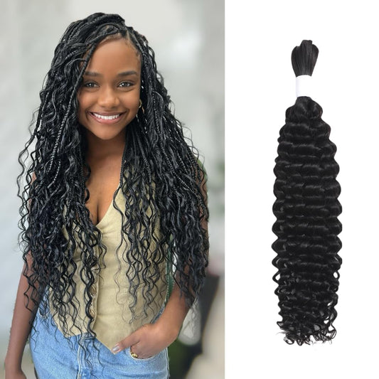 Human Braiding Hair for Boho Braids 1 Bundle 50g 18Inch Water Wave Human Hair Braiding Hair 12A Brazilian Virgin No Weft Hair Extensions for Bohemian Knotless Braids Bulk Human Hair for Braiding