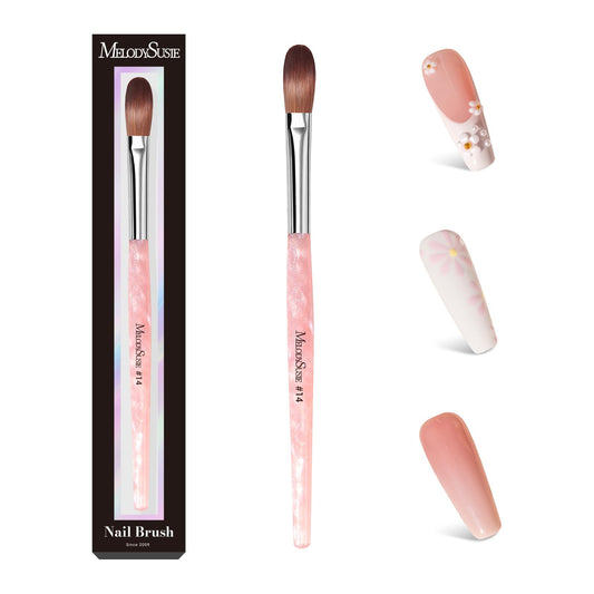 MelodySusie Kolinsky Acrylic Nail Brush,66% Kolinsky Hair Professional Nail Art Brush for Acrylic Application, Aurora Collection Fine Glitter Brush,Size 14