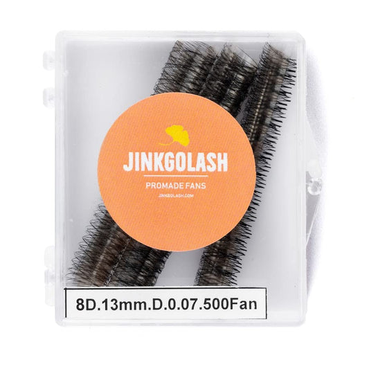 JINKGOLASH 500 Eyelash Extension Promade 4D to 16D Not Premade, Ultra Lash Fans 0.03/0.05/0.07mm Thickness, C D Curl Lashes, 8 - 16mm Length for Easy Volume Individual Eyelash Extensions Clusters DIY(8D-0.05-D (13mm))