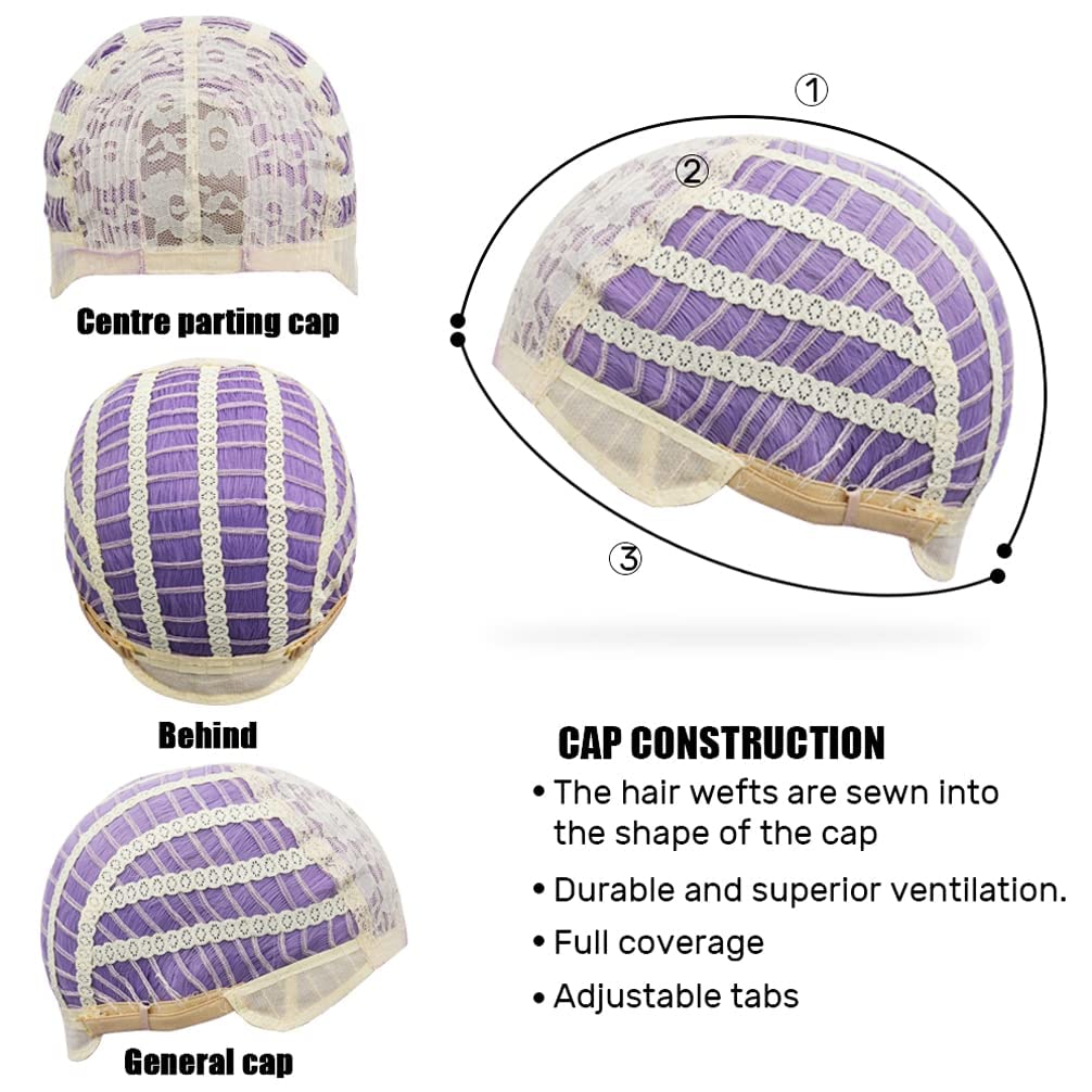 BERON Purple Wig for Women Long Wavy Wig Purple Long Curly Wigs Lavender Purple Synthetic Wig for Daily Party