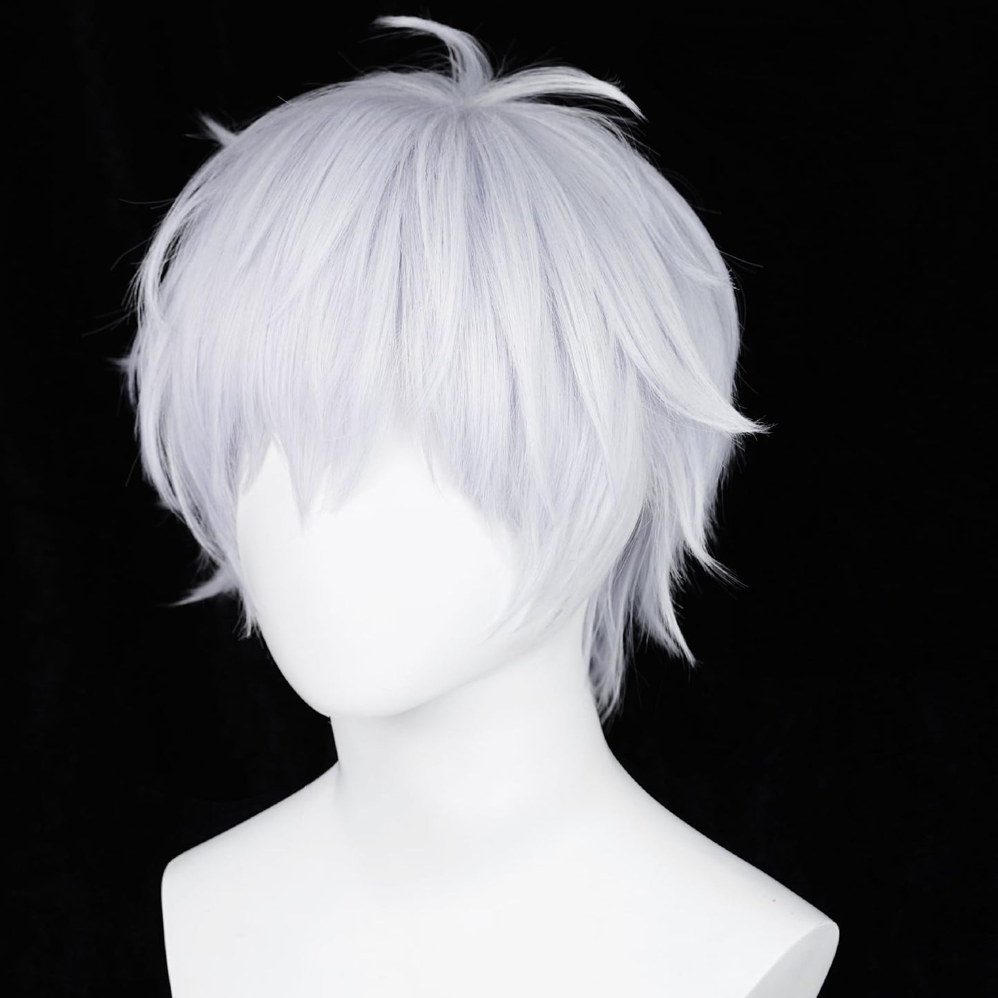 Wiggy Mermaid Silver Violet Wig for Satoru Gojo Cosplay, Mens Short Fluffy Spiky Hair Wig for Anime Cosplay Halloween Costume