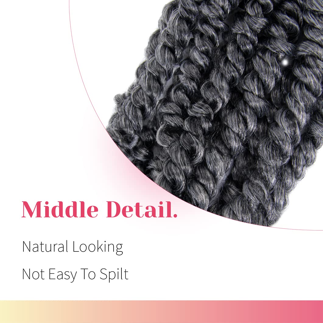 BOHOBABE Long Pre-Twisted Passion Twist Crochet Hair 36 Inch Pre-Looped Ombre Gray Braiding Hair 8 Packs Soft Bohemian Twists (T1B/Grey)
