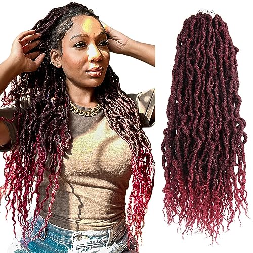 BOHOBABE Faux Locs Crochet Hair 18 Inch, Boho Soft Crochet Locs with Curly Ends, Long Bohemian Goddess Locs Crochet Braids for Black Women (6 Packs, T118)