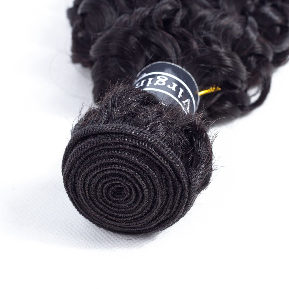 Amella Hair Brazilian Virgin Curly Hair Weave 1 Bundle 95g 8A 100% Unprocessed Brazilian Kinky Curly Bundles Natural Color (14 inch)