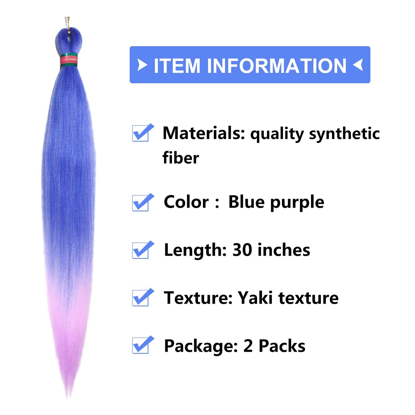 RUN SHUI Ombre Blue Light Purple Pre stretched Braiding Hair 2 Packs Pre feathered Braid Hair Extensions 30 Inches Hair Braids