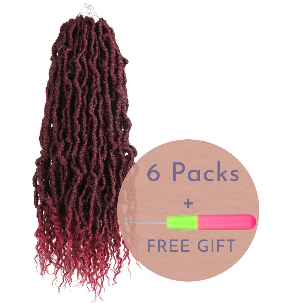 BOHOBABE Faux Locs Crochet Hair 18 Inch, Boho Soft Crochet Locs with Curly Ends, Long Bohemian Goddess Locs Crochet Braids for Black Women (6 Packs, T118)