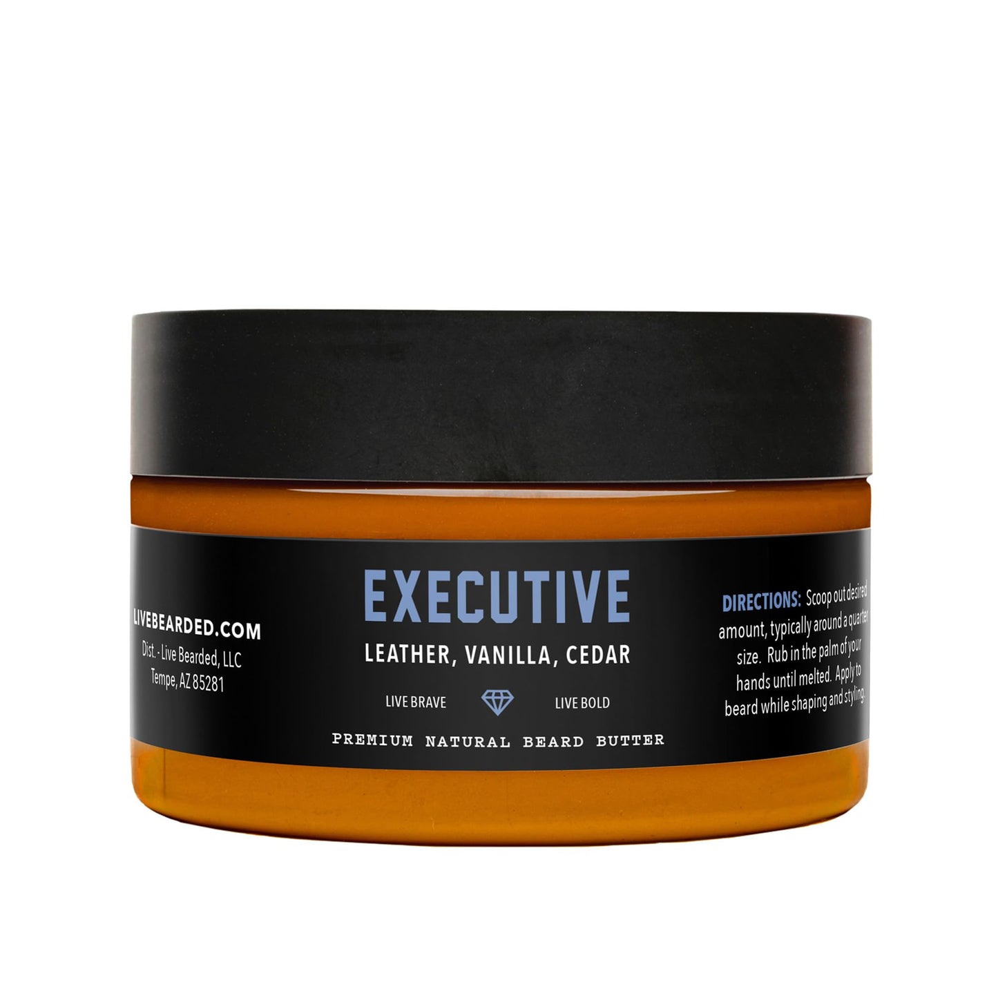 Live Bearded Beard Butter, 3 fl oz - Made in the USA - All-Natural Leave-in Conditioner and Softener with Shea | Executive Scent - Cedar, Vanilla