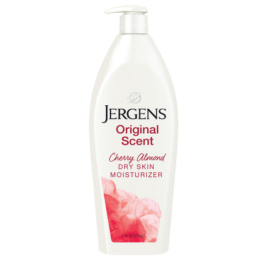 Jergens Original Scent Dry Skin Body Lotion, Hand and Body Moisturizer, Cherry Almond Essence, Dermatologist Tested, 21 Oz
