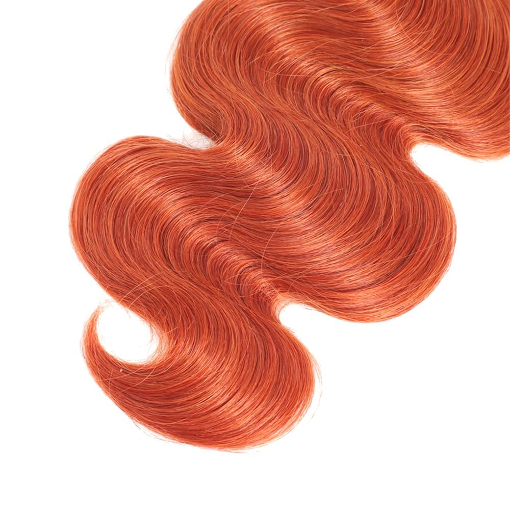 Ginger Orange Human Hair Bundles Color 350 Body Wave Hair Extenisons 16 16 16 Inch Grade 8A Brazilian Virgin Remy 3 Bundles Double Weft Soft Real Hair Weave