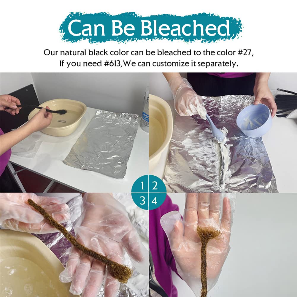 12 Inch 50 Strands Dreadlock Extensions for Women/Men 100% Handmade Loc Extensions Human Hair Can Be Curled and Bleached Dreads Extension with Needle(width 0.6cm natrual color)