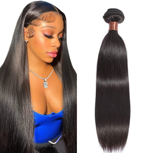 ANGIE QUEEN Brazilian Virgin Straight Hair Human Hair One Bundle 100% Unprocessed Human Hair Extention Weave Nature Black Color (28)