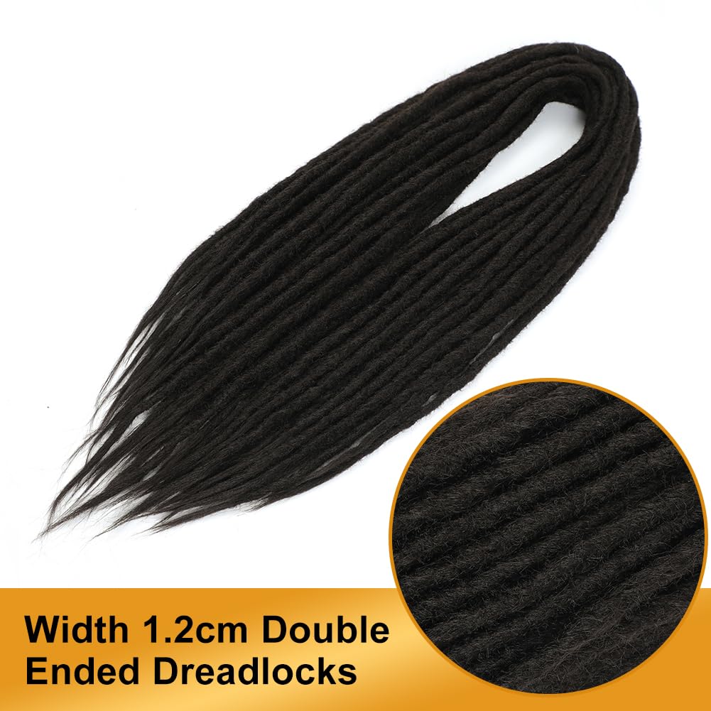 Aguacor Straight Dreadlocks Synthetic Double Ended Dreadlock Extensions 24inches 5 Strands Width 1.2cm Soft DE Black Brown Dreadlock Extensions for Women (5 Strands, 4#)