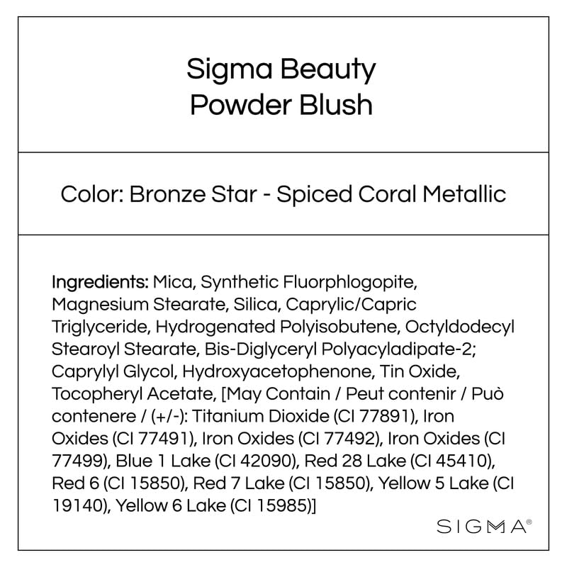Sigma Beauty Spiced Coral Blush Palette - Long Lasting Blush Pressed Powder - Gluten Free, Cruelty Free, Vegan Makeup Palette - Bronze Star