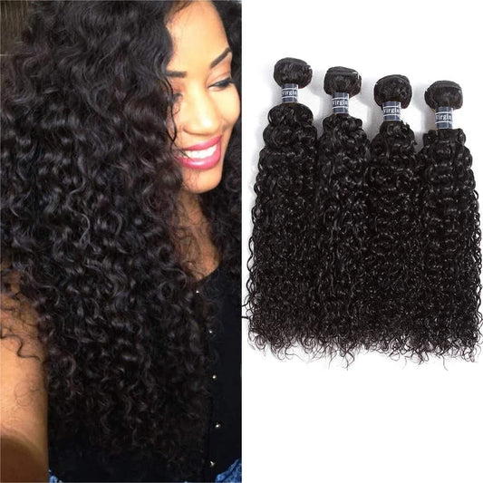Amella Hair 8A Brazilian Remy Kinky Curly Hair 4 Bundles 20" 22" 24" 26" 400g Virgin Brazilian Curly Human Weave Bundles 100% Unprocessed Virgin Remy Natural Color