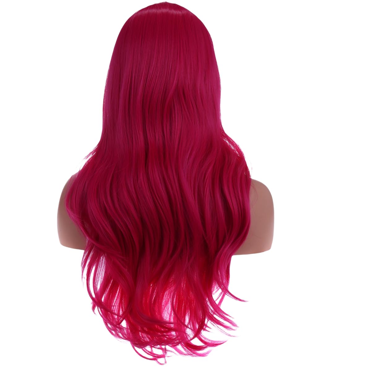 WTHCOS Hot Pink Wigs for Women Girls Middle Part Wig Long Pink Wig Heat Resistant Synthetic Curly Wavy Wigs for Cosplay Costume Party