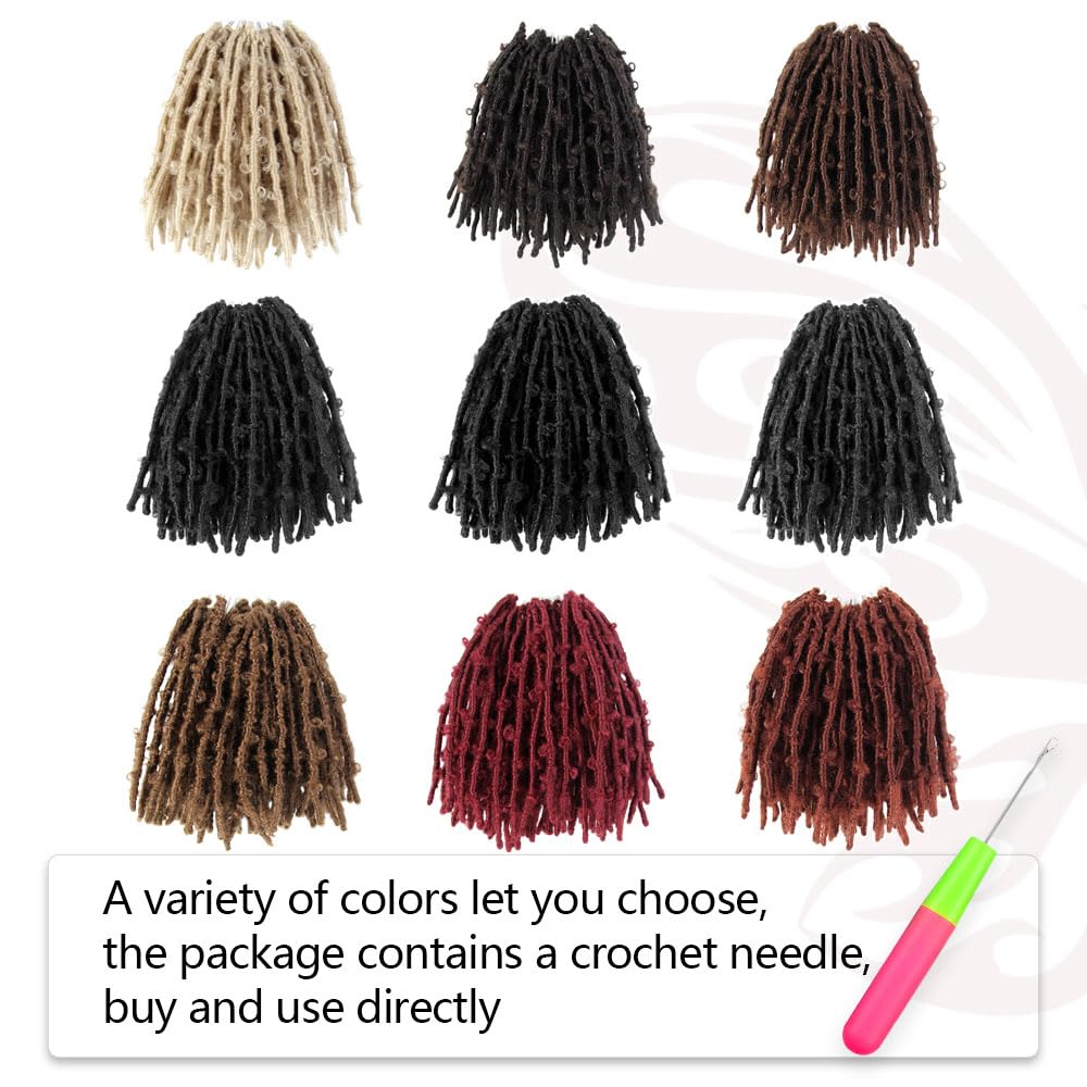 NISEYO NU Short Pre-looped Butterfly Locs Crochet Hair 16 Inch 8 Packs Light Weight & Soft Distressed Locs,1B(Natural Black)