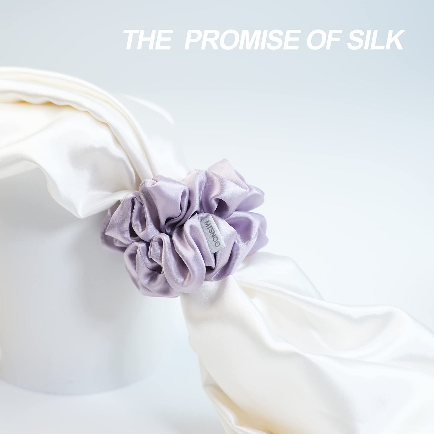 MTSNOO Silk Scrunchies, 3 Count, 100% Pure 22 Momme Mulberry, for Hair Sleep & Curly Hair with Elastic Band, Hair Ties Ropes Scrunchies Set for Women Girls