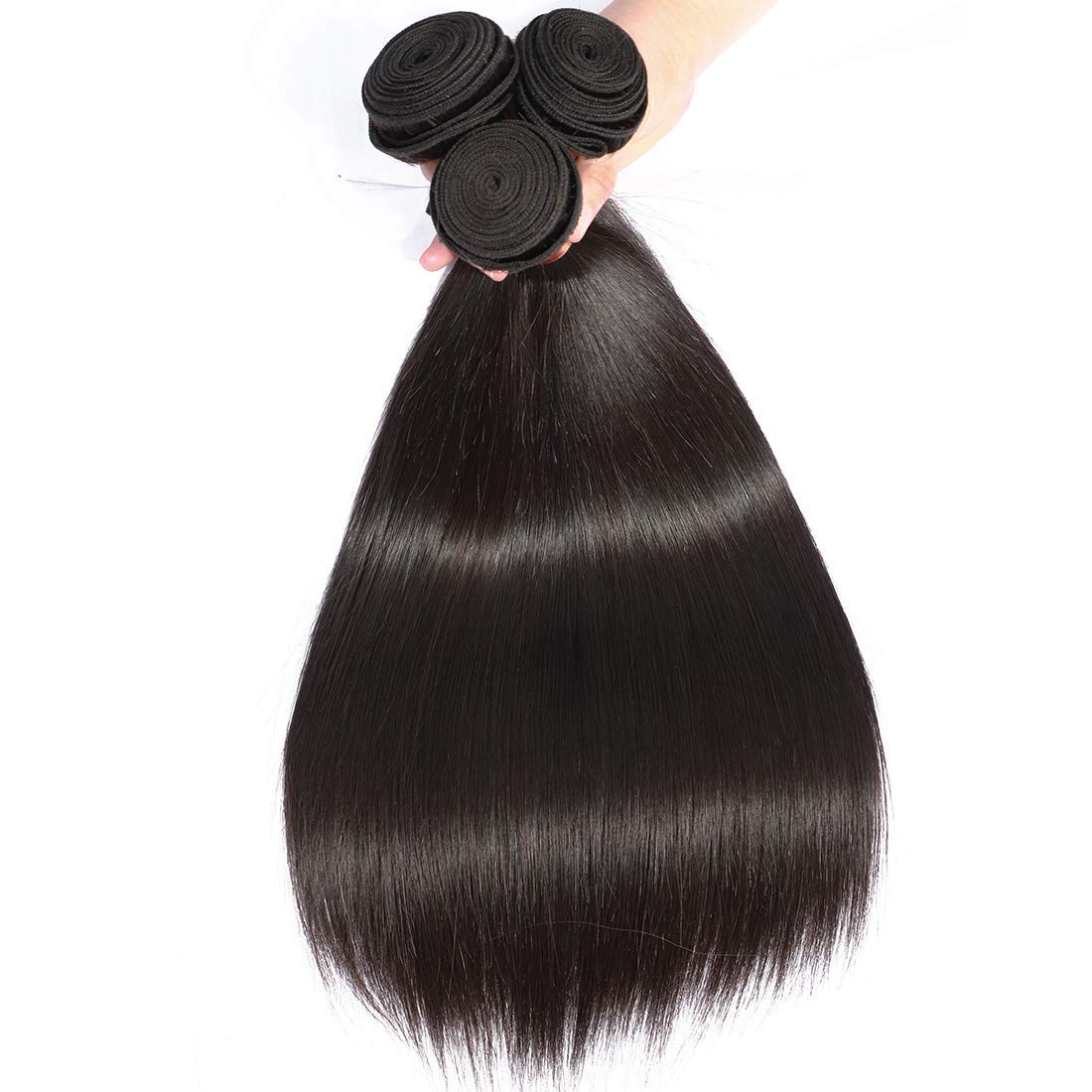 ANGIE QUEEN Brazilian Virgin Straight Hair Human Hair One Bundle 100% Unprocessed Human Hair Extention Weave Nature Black Color (28)