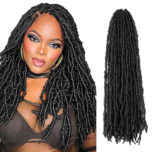 NISEYO NU Short Pre-looped Butterfly Locs Crochet Hair 16 Inch 8 Packs Light Weight & Soft Distressed Locs,1B(Natural Black)