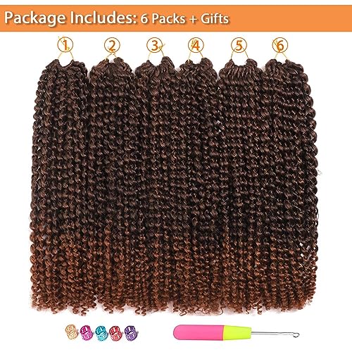 Passion Twist Hair 18 Inch 6 Packs Brown Water Wave Crochet Hair for Passion Twists Long Bohemian Braiding Protective Style Hair Extensions (18 Inch, 6 Packs, T30#)
