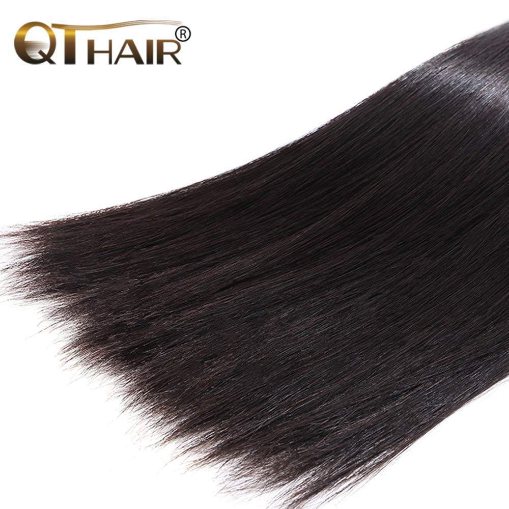 QTHAIR 16A Grade Brazilian Straight Human Hair Bundles 100% Unprocessed Brazilian Straight Human Hair Weave Natural (16", Hair Bundles)